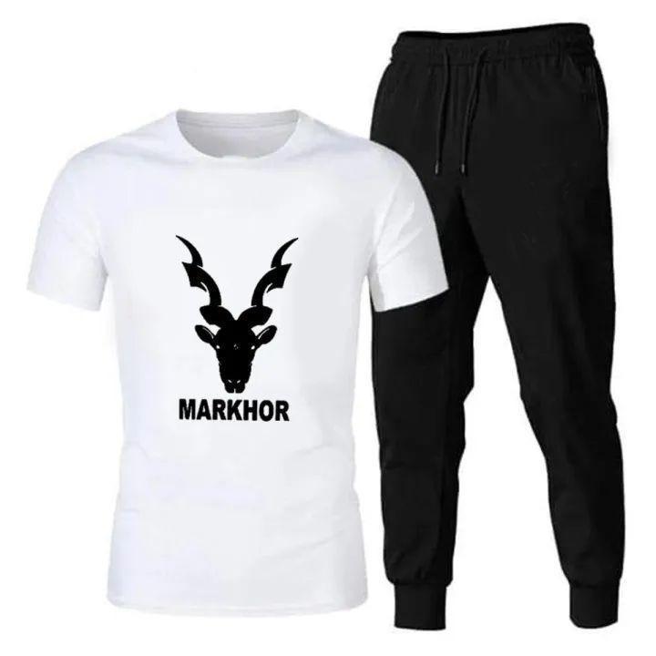 Men Dri Fit Markhor Print Track Suit Black White Medium to XL