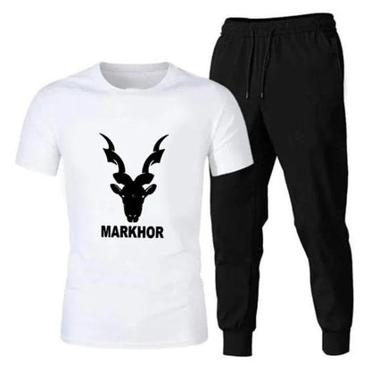 Men Dri Fit Markhor Print Track Suit Black White Medium to XL