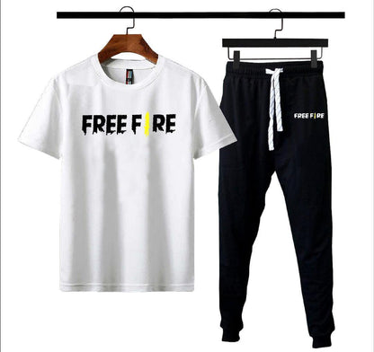Men Printed Polyester Track Suit White 2Pcs Medium to XL