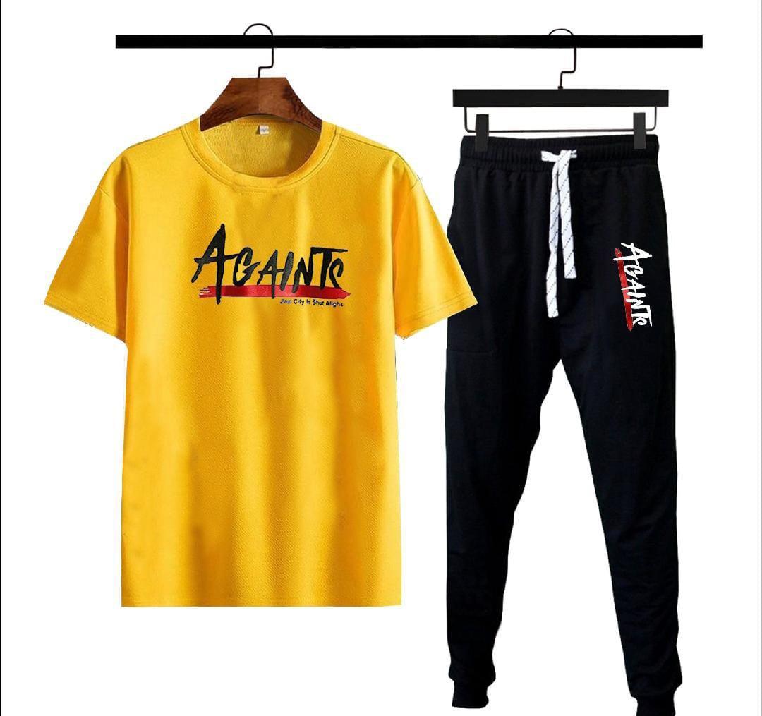 Men Red Printed Track Suit 2Pcs Polyester