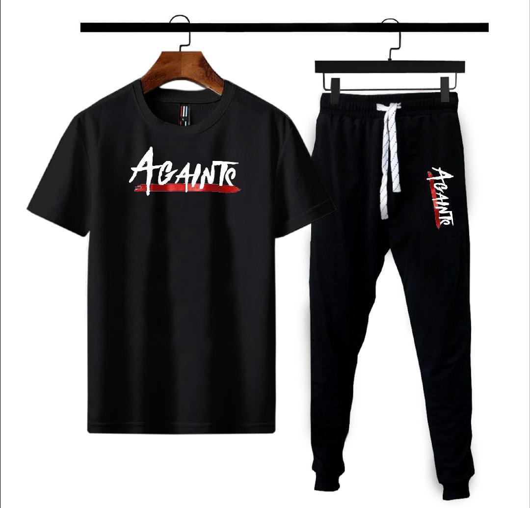 Men Red Printed Track Suit 2Pcs Polyester
