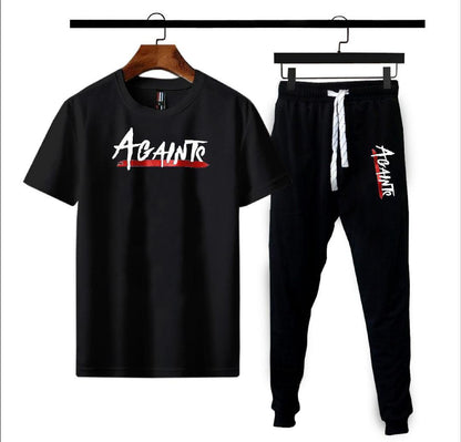 Men Red Printed Track Suit 2Pcs Polyester