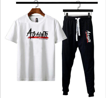 Men Red Printed Track Suit 2Pcs Polyester