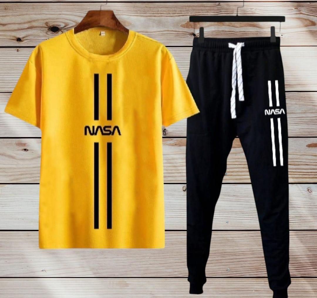Men Dri Fit NASA Printed Track Suit Yellow Black Medium to XL