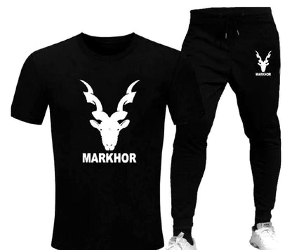 Men Dri Fit Markhor Print Track Suit Black White Medium to XL