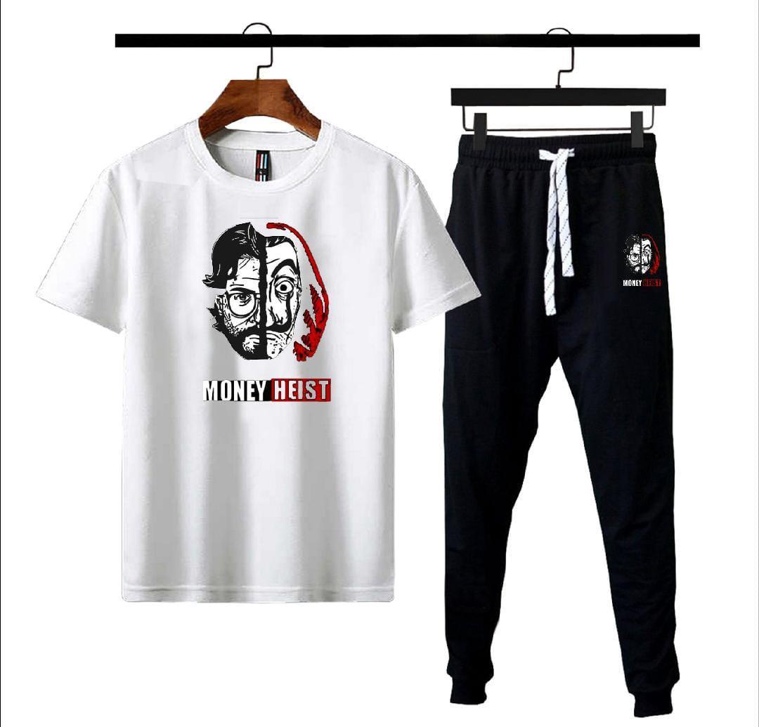 Men's Micro Interlock Graphic Track Suit White Slim Fit