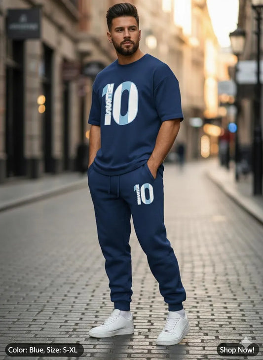 Men Printed Track Suit Blue 10 Size XL Polyester