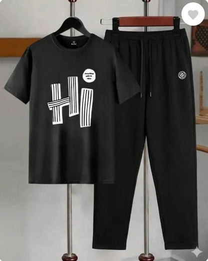 Men Dri Fit Hi Printed Track Suit Yellow Black XL